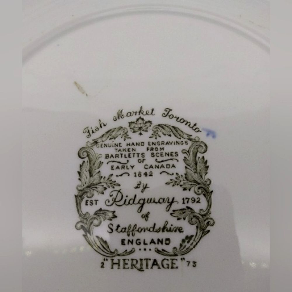 Ridgeway Staffordshire England Bartlett Scene's Toronto Fish Market 1842 Plate - Picture 6 of 9